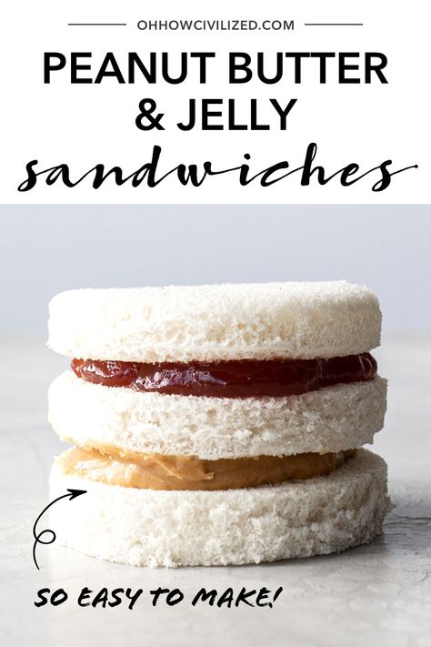 This updated and sophisticated take on PB&J is the perfect appetizer to serve at your next party. Take your afternoon tea, wedding shower, baby shower, or even to the next level with these adorable sweet finger foods. #pb&J #teasandwiches #fingerfood #appetizers Tea Sandwiches Kids, Sweet Finger Foods, Sandwiches Afternoon Tea, Hot Tea Recipes, Tea Party Sandwiches, Tea Sandwiches Recipes, Sandwiches Wraps, Party Sandwiches, Bridesmaid Luncheon