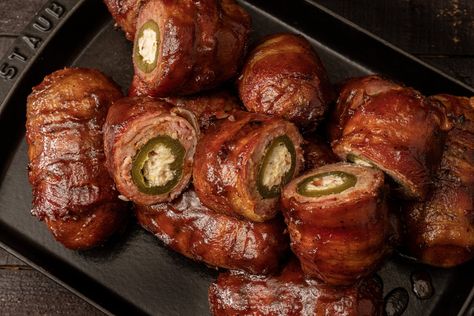 Bacon-Wrapped Armadillo Eggs Recipe - Traeger® Armadillo Eggs Recipe, Eggs Oven, Recipes For Grilling, Armadillo Eggs, Grilled Appetizers, Smoked Beef Ribs, Brisket Recipes Smoked, Salmon Vegetables, Chili Lime Shrimp