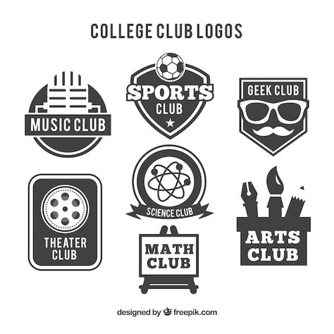 College Clubs, Logo For School, College Club, Logo Design Set, Science Club, Sports Logo Design, Black And White Logos, School Clubs, Education Logo