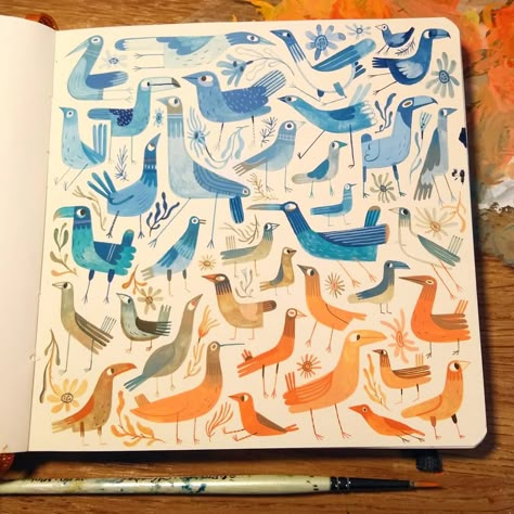 https://www.instagram.com/staceythomasmakes/ Gouache Pattern, Stacey Thomas, Instagram Pattern, Artist Sketchbook, Gouache Art, Sketchbook Journaling, Painted Books, Sketchbook Inspiration, Ink Illustrations