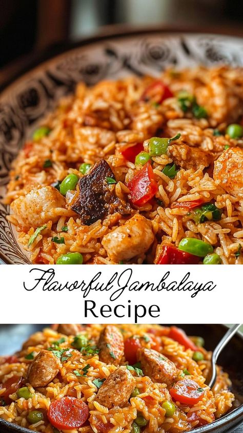 Spice up your fall and winter recipes with this flavorful Jambalaya. Packed with protein, vegetables, and perfectly seasoned rice, it’s a one-pot wonder that’s easy to make and impossible to resist. Whether for weeknights or celebrations, this dish will quickly become a household favorite. Turkey Jambalaya Recipe, Jambalaya Recipe No Shrimp, Jumbalya Recipe Authentic, Jambalaya Rice Recipe, Healthy Jambalaya Recipe, Shrimp Jambalaya Recipe, Jambalaya Recipe Healthy, Homemade Jambalaya, Healthy Jambalaya