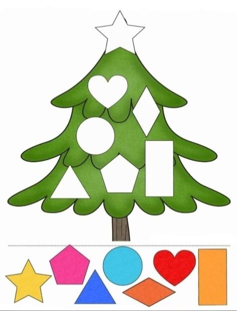 Shape Activities Preschool, Preschool Christmas Activities, Christmas Tree Shape, Kids Worksheets Preschool, Christmas Worksheets, Preschool Christmas Crafts, Shapes Preschool, Shapes Worksheets, Christmas Math