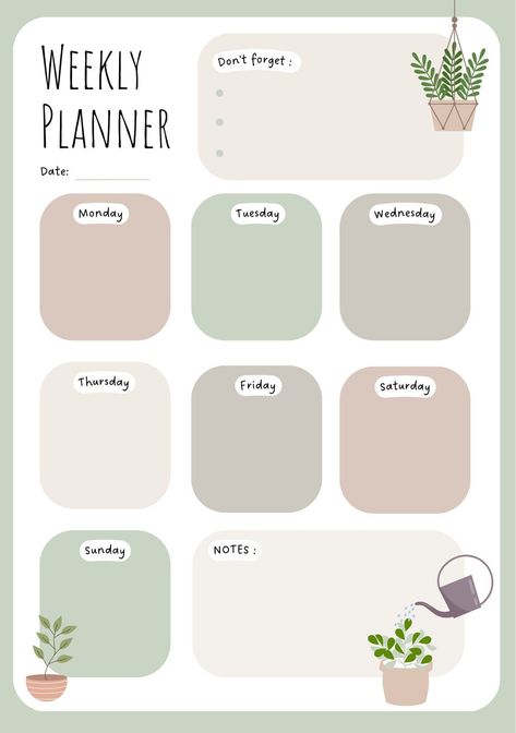 Green Thumb Weekly Planner smallbusinessplanner #simpleramadanplanner #goodnotestemplatesfreeplanner. Good Notes Templates Free Planner Weekly, Planner Aesthetic Ideas, Planer Design, Weekly Planner Aesthetic, Cute Weekly Planner, To Do List Aesthetic, Planer Organisation, Weekly Planner Print, Weekly Planner Pdf