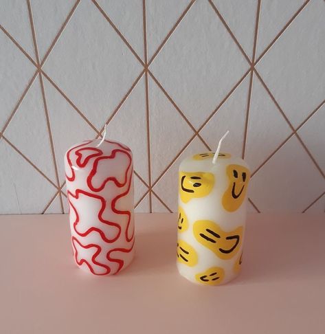 Cool Candles Aesthetic, Cute Candles Aesthetic, Bougie Aesthetic, Funky Candles, Candle Painting, Pastel Candle, Danish Pastel Aesthetic, Aesthetic Candle, Candles Aesthetic