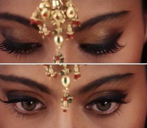 Kajal. #KKHH Kajal Aesthetic, Kajal Eyes, 70s Eye Makeup, Desi Makeup, Bollywood Makeup, Makeup And Hairstyles, Celebrity Makeup Looks, Beauty Parlor, Vintage Bollywood