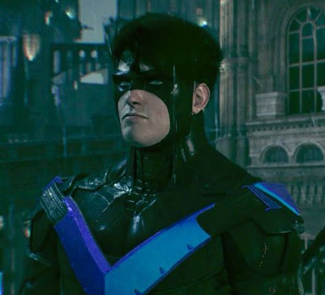 arkham knight nightwing Nightwing Arkham Knight, Arkham Knight Nightwing, Batman Pfps, Jason Batman, Fye Pics, Arkham Batman, Batman Arkham Games, Batman Arkham Series, Nightwing And Batgirl