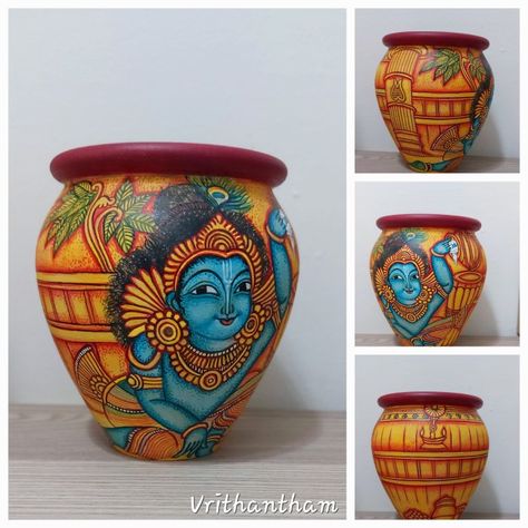 Krishna Stealing Butter on clay pot
Acrylic on Clay Pot Krishna Pot Painting, Terracotta Painting, Diy Pottery Painting, Pot Art, Pot Painting, Kerala Mural Painting, Pot Design, Pottery Painting Designs, Diy Pottery