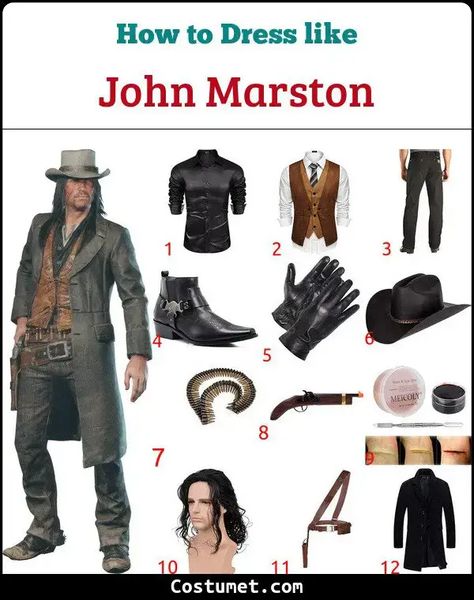 John Marston (Red Dead Redemption) Costume for Cosplay & Halloween 2023 Cowboy Halloween Costume Ideas, John Marston Cosplay, Wild West Costumes Men, John Marston Outfits, Cowboy Cosplay, Cowboy Costume Mens, Cowboy Outfits Men, Cowboy Halloween Costume, Wild West Costumes