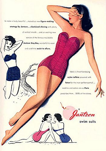 Jantzen...sun in my eyes | Flickr - Photo Sharing! Jantzen Swimwear, Pin Up Vintage, Vintage Swim, Vintage Swimsuit, Fashion 1950s, Vintage Swimwear, Retro Ads, Vintage Swimsuits, Vintage Pinup