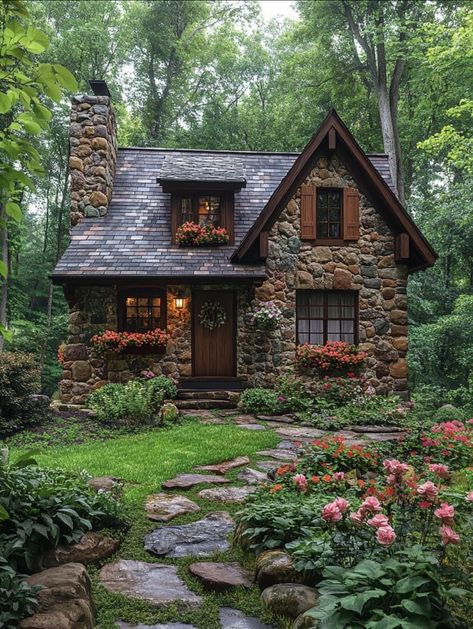 Small Stone Cottage, Brick Cottage, Fairytale House, Forest Cottage, Dream Bedroom Inspiration, Nature Home, Ancient Stone, Small Farmhouse, Dream Cottage