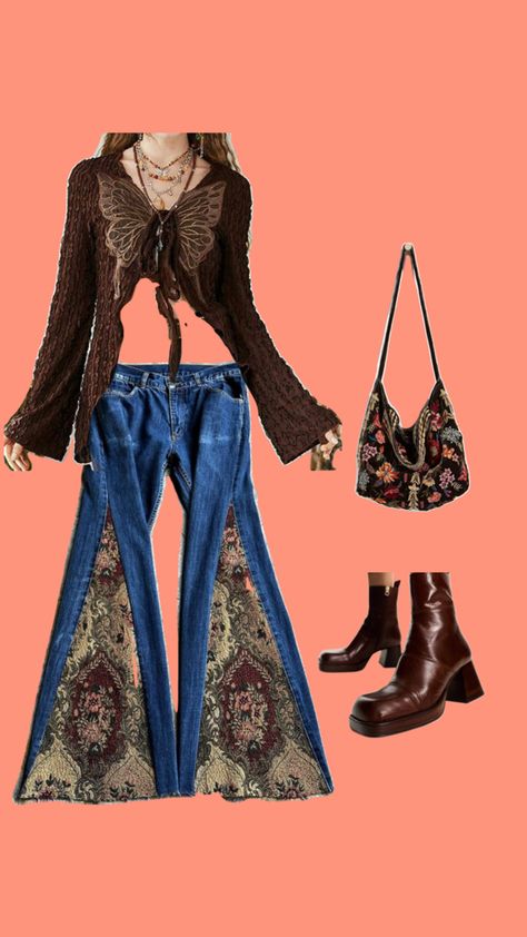 Fairy core/ fairy grunge/ Whimsigoth outfit inspo Grunge Hippie Outfits, Fairy Outfit Aesthetic, Grunge Vintage Outfits, Fairy Core Outfits, Grunge Whimsigoth, Core Outfits, Grunge Hippie, Fairy Outfit, 70s Outfits