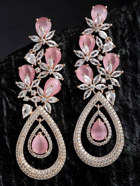 Pink Floral Drop Earrings VitansEthnics Fantasy Jewelry Magic, Pink Diamond Earrings, Diamond Bracelet Design, Earring Fashion, Fine Jewelery, Magical Jewelry, Diamond Jewelry Designs, Animal Coloring, Bracelet Design