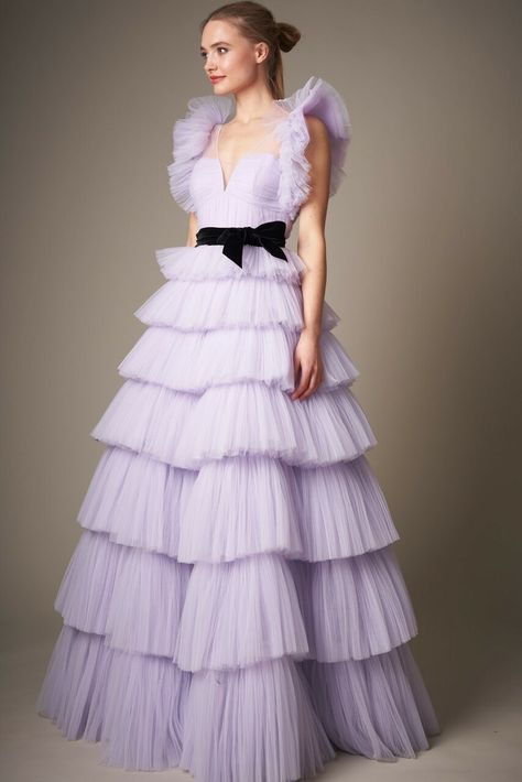 Shop Jenny Packham Jean Pleated Tiered Tulle Gown from 350+ stores, starting at $4050. Similar ones also available. On SALE now! V-NecklineSleevelessRuffled ShouldersFitted BodiceBlack Ribbon at WaistTiered A-Line SkirtEvening DressPleated Polyester TullePolyester Satin LiningMade in IndiaDry CleanColor: Lavender Jeans Gown, Pleated Tiered Dress, Gowns For Kids, Jenny Packham Dresses, Carolina Herrera Dresses, Dreamy Gowns, Organza Gowns, Gowns Dresses Elegant, Victorian Clothing