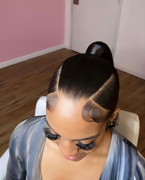 Different Kinds Of Ponytails, Middle Part Short Ponytail Black Women, Two Side Part Ponytail Weave, Slick Hairstyles With Extensions, Three Way Part Ponytail, Swoop Ponytails For Black Women, Triangle Slick Back Ponytail, Double Part Ponytail, Middle Ponytail Weave