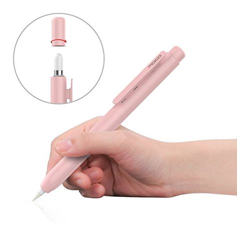 MoKo Protective Case for Apple Pencil - Pencil Case Holder with Built-in Clip, Spring Button, Retractable Tip Protection and Secures Cap for iPad Pro 9.7" 12.9" Apple Pencil, PINK Ipad Pen, Pencil Accessories, Apple Pencil Case, Ipad 9th Generation, Ipad Pro Apple Pencil, Apple Pen, Round Pen, Font Alphabet, Ipad Accessories