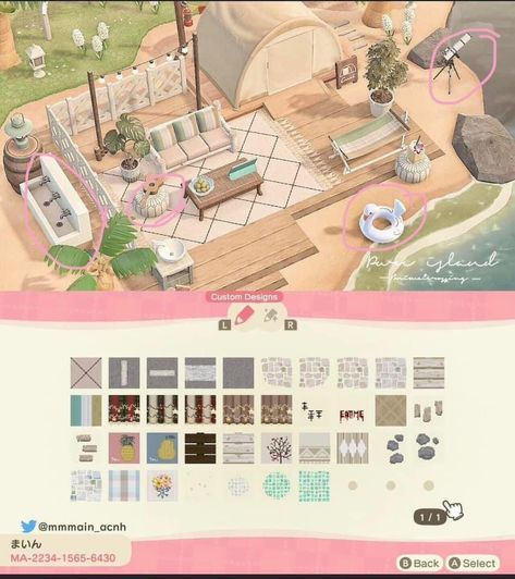 Acnh Beach Design Ideas Codes, Coastal Animal Crossing Island, Coastal Animal Crossing, Animal Crossing Theme Ideas, Secret Beach Ideas Acnh, Acnh Rural Town, Anch Design Codes, Animal Crossing Designs Codes, Acnh Coastal Town