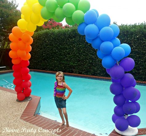 How to Make a Balloon Arch Circular Arch, Diy Balloon Arch, Parties Themes, Rainbow Balloon Arch, Balloon Arch Diy, Cartoon Party, How To Make Balloon, Balloon Tower, Balloon Ideas