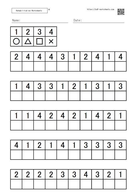 Symbol Digit Modalities Task - Rehabilitation Worksheets Attention Enhancement Worksheets, Cognitive Worksheets For Adults, Attention Worksheets For Kids, Cognitive Activities For Adults, Rehabilitation Worksheets, Attention Worksheets, Concentration Activities, Reasoning Activities, Visual Perceptual Activities