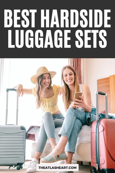 The best hardside luggage! Hardside spinner luggage provides excelletn durability. In this article, we've found the best hardside luggage sets, so you can coordinate you travel gear in style with matching hardshell luggage. Click through to find the perfect hardshell suitcase set for you! #hardsideluggage #hardsideluggageset #besthardsideluggageset #hardshelllsuitcase #hardshellsuitcaseset #suitcase #luggageset Rectangular Luggage With Leather Handles For Overnight Trips, Classic Leather-lined Luggage For Weekend Trips, Functional Hard Shell Luggage For Travel, Hardshell Luggage, Luxury Hard Shell Travel Luggage, Hardshell Suitcase, Luggage Essentials, Kids Luggage Sets, Suitcase Packing Tips