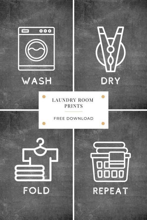 Laundry Sign Ideas, Wash Dry Fold Repeat Sign, Laundry Signs Diy, Laundry Room Signs Diy, Laundry Room Ideas Decor, Diy Laundry Room Ideas, Visual Drawing, Laundry Printables, Laundry Room Printables