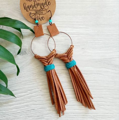 Genuine leather suede fringe earrings for women hand made brown blue red earrings boho tassel hoop long dangle macrame pigtails earrings Boho Leather Jewelry, Fringe Hoop Earrings, Suede Earrings, Awesome Earrings, Diy Earrings Easy, Leather Jewelry Making, Handmade Leather Jewelry, Diy Leather Earrings, Leather Jewelry Diy