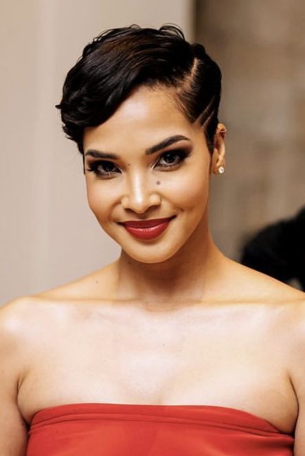 Wedding Hairstyles Pixie Hair, Pixie Cut Round Face Black Women, Pixie Cut Hairstyles For Black Women, Relaxed Pixie Cut, Megan Good Short Hair, Super Short Pixie For Black Women, Meagan Good Short Hair, Layers Tutorial, Butterfly Bob