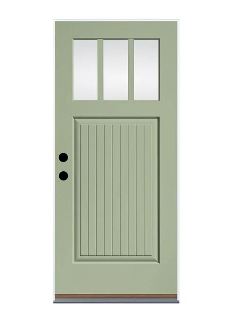 Therma-Tru 36-in x 80-in Fiberglass Craftsman Right-Hand Inswing Cypress Painted Prehung Single Front Door in the Front Doors department at Lowes.com Mobile Home Front Door, Cottage Style Front Doors, Mint Door, Entryway Doors, Single Front Door, Front Door Inspiration, Green Front Doors, Craftsman Door, Therma Tru