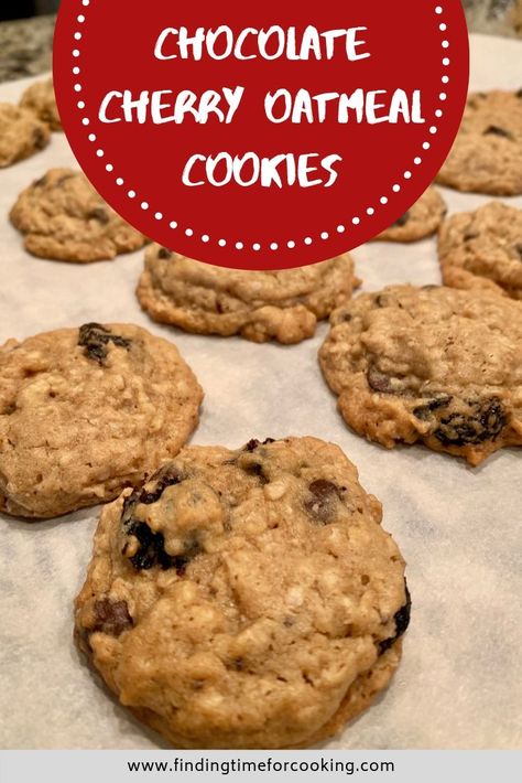 Dried Cherry Recipes, Cherry Oatmeal Cookies, Finger Desserts, Chocolate Oatmeal Cookies, Bakewell Tart, Cherry Chocolate, Midnight Snack, Almond Extract, Chocolate Oatmeal