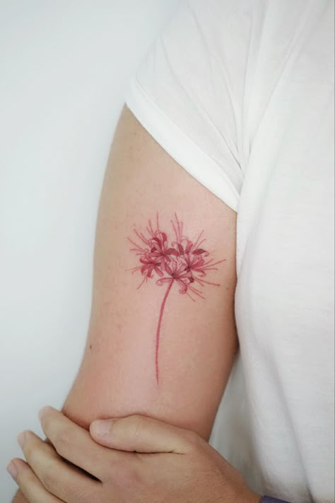 Higanbana Tattoo, Pick Tattoo, Red Flower Tattoos, Lycoris Radiata, Tiny Flower Tattoos, Happiness Tattoo, Tattoo Floral, Rose Tattoos For Women, Tattoo Themes