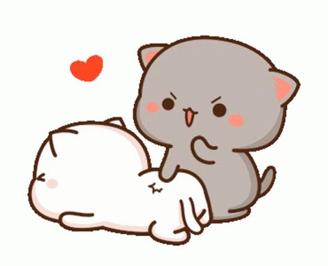 Mochi Peach Cat, Calin Gif, Peach Cat, Bear Gif, Chibi Cat, Cute Bear Drawings, Images Kawaii, Cute Cartoon Images, Cute Cartoon Pictures