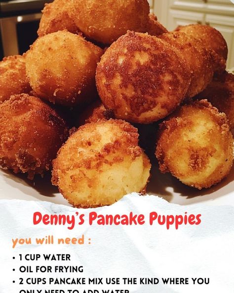 Dennys Pancakes, Pancake Puppies, Pancake Mix Uses, Pancake Balls, Pancake Mix, Frying Oil, Frying, 2 Cups, 1 Cup