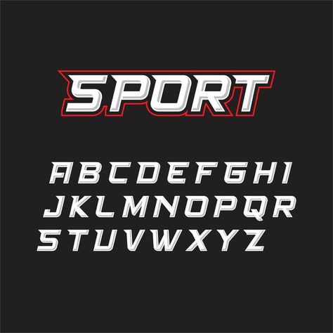 Esport font Premium Vector | Premium Vector #Freepik #vector #sports #typography #font #text-effects Sport Font Design, Sport Typography Design, Sporty Typography, Athletic Typography, Simple Typography Design, Sports Typography, Sport Typography, Sign Lettering Fonts, Athletic Fonts