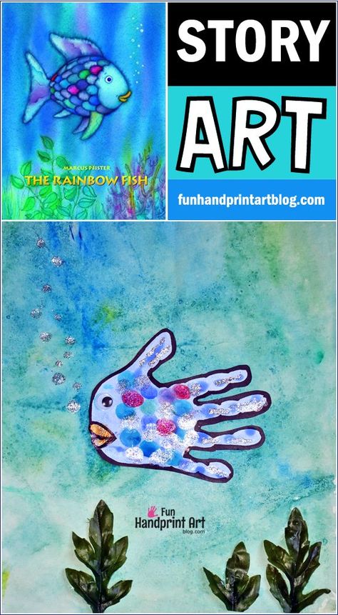 The Rainbow Fish Book & Rainbow Fish Craft for Preschoolers Pets Eyfs, Blue Activities, Rainbow Fish Craft, Literacy Crafts, Rainbow Fish Book, Rainbow Fish Activities, Fish Handprint, Rainbow Fish Crafts, Book Rainbow