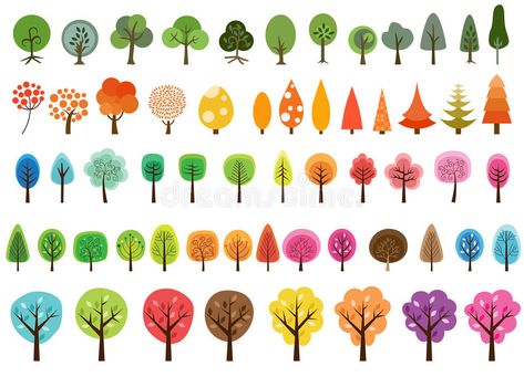 Trees Vector, Colour Illustration, Square Painting, Vector Trees, Floral Drawing, Illustration Art Drawing, Vector Portrait, Tree Illustration, Garden Flower