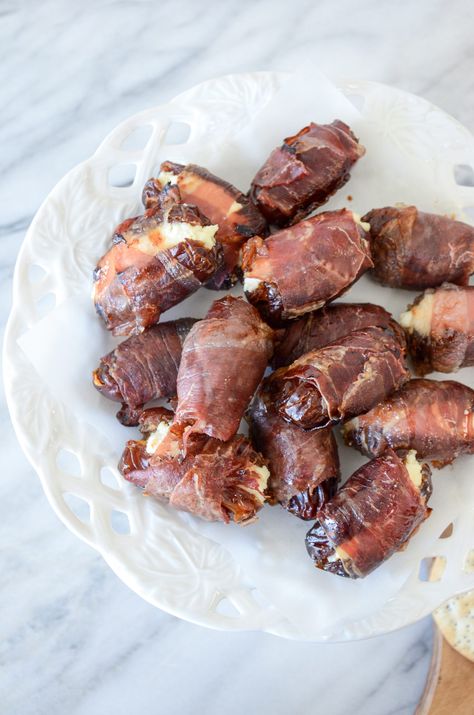 Dates With Goat Cheese, Wrapped Dates, Prosciutto Wrapped, Antipasto Platter, Egg Free Recipes, Easy Appetizers, Party Food Platters, Gluten Free Cheese, The Goat