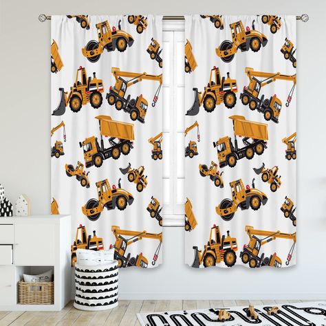 Cartoon Tractor, Living Room Window, Room Window, Window Drapes, Kids Bedroom Decor, Rod Pocket, Kids Bedroom, Tractor, Bedroom Decor