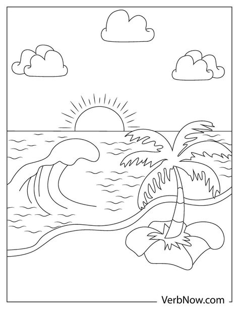 Sunset Coloring Pages Free Printable, Sunset Coloring Pages, Free Beach Coloring Pages, Printable Ocean Coloring Pages, Summer Beach Coloring Pages, Sun Coloring Pages, Super Mario Coloring Pages, Beach Coloring Pages, Coloring Page Ideas