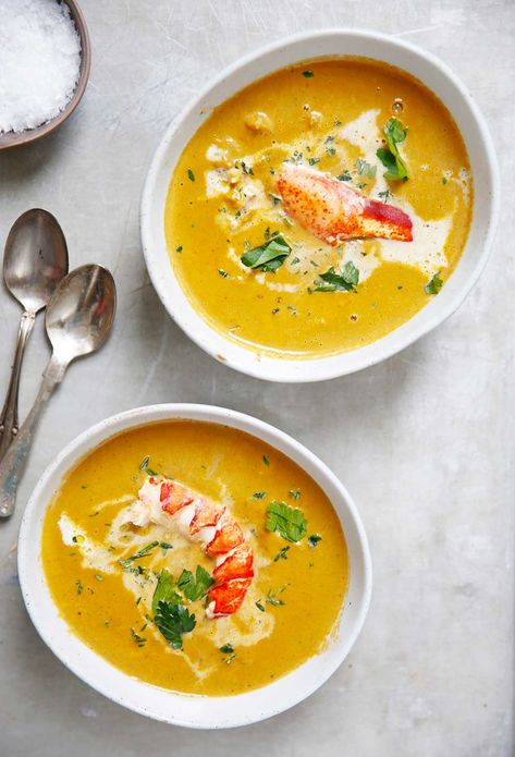 Classic Lobster Bisque (with Dairy-Free Option) - Lexi's Clean Kitchen Primal Meals, Italian Christmas Eve Dinner, Gf Soups, Italian Christmas Dinner, Lobster Bisque Recipe, Paleo Soups, Chowder Recipes Seafood, Shrimp Curry, Lexi's Clean Kitchen