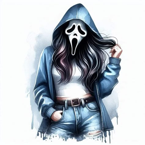 Female Ghostface Pfp, Fem Ghostface, Female Ghostface, Halloween Pfp, Face Artwork, Cricut Explore Projects, Ghost Face, Easy Drawings Sketches, Halloween Drawings