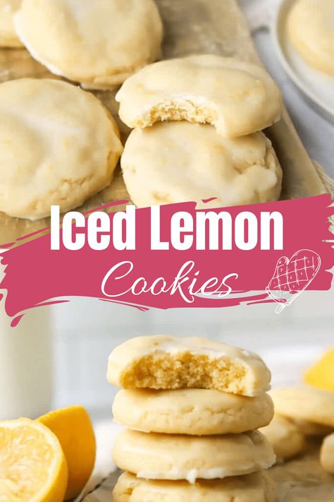 These soft iced lemon cookies have lemon juice and lemon zest stirred in to the cookie dough, making these a hit with everyone. Drizzle a fresh lemon glaze over them for an extra punch of citrus and sweetness. This soft lemon cookie recipe is ready in less than 30 minutes! Lemon Cookie Recipe, Lemon Cookies Easy, Drop Sugar Cookies, Cookie Glaze, Soft Cookie Recipe, Lemon Drop Cookies, Lemon Cookie, Lemon Cookies Recipes, Lemon Frosting