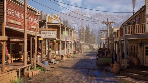 Cowboy Town Wild West, Old West Town Art, Wild West Town Aesthetic, Old Western Architecture, Old West Mine, Cowboy Town Aesthetic, Wild West Town Art, Wild West Environment, Old West Background