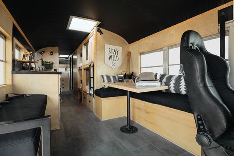 Photo 11 of 16 in A 1980s School Bus Becomes a Tiny Home With Scandinavian Vibes for a Family of Five - Dwell 1980s School, Skoolie Living, Bus Renovation, Tradeshow Booth Design, Skoolie Ideas, Rv House, Skoolie Life, School Bus Tiny House, Skoolie Conversion