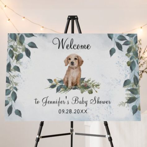 Dog Theme Baby Shower Ideas, Puppy Themed Baby Shower Ideas, Golden Retriever Baby Shower Theme, Puppy Shower Ideas, Dog Themed Baby Shower Ideas, Puppy Baby Shower Theme, Dog Baby Shower Theme, Watercolor Puppy, Puppy Baby Shower