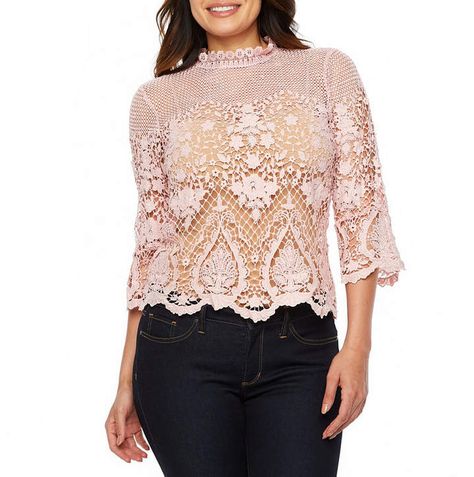 Bold Elements Bell Sleeve Mock Neck Lace Blouse High Neck Lace Blouse, Lace Bell Sleeve Top, Lace Collar, Neck Lace, Lace Blouse, Bell Sleeve, Mock Neck, Sleeve Styles, Bell Sleeve Top