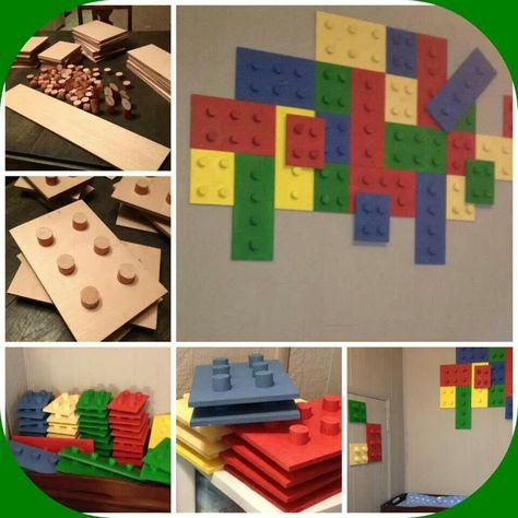 Lego wall Lego Themed Bedroom, Lego Wall Art, Lego Room Decor, Brick Wall Decor, Lego Bedroom, Lego Themed Party, Kids Salon, Lego Decorations, Lego Wall