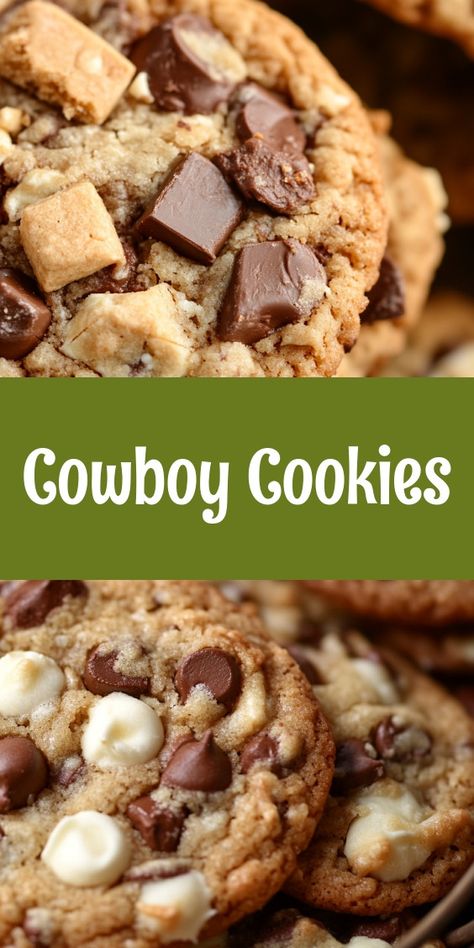 Baking these Cowboy Cookies felt like a warm hug on a chilly Sunday afternoon. My kids eagerly gathered around, their laughter filling the kitchen as the sweet aroma wafted through the air. Each bite brought smiles and memories, making it a cherished family tradition. Cowboy Cookies Laura Bush, Cookies Cowboy, Laura Bush Cowboy Cookies, Cowboy Cookie Recipe, Oats Chocolate, Laura Bush, Cowboy Cookies, Shortbread Recipes, Chocolate Bread