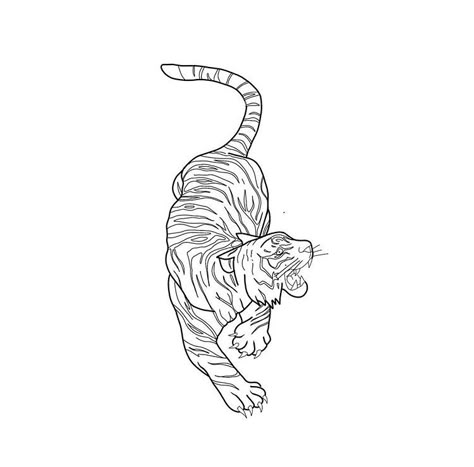 Fine Line Tiger Tattoo Design, Tiger Flames Tattoo, Tiger Hip Tattoos Women, Big Tiger Tattoo, Hip Tattoo Big, Big Cat Tattoo For Women, Big Hip Tattoos Women, Line Work Tiger Tattoo, Minimal Tiger Tattoo