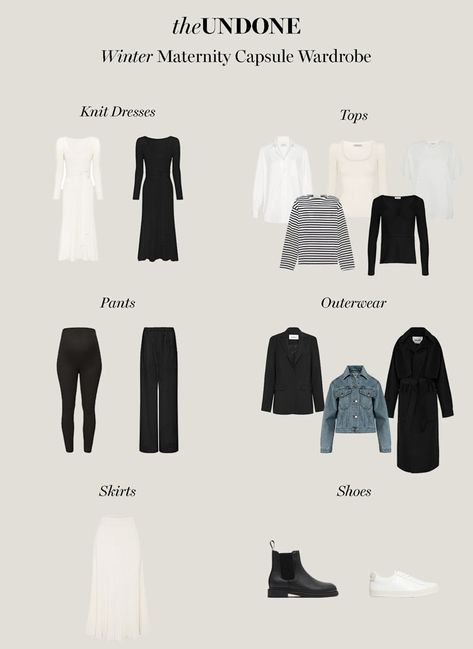 Black Maternity Outfit Winter, Maternity Capsule Wardrobe 2023, Dress The Bump Winter, Winter Maternity Capsule, Capsule Wardrobe Combinations, French Maternity Style Winter, Pregnant Capsule Wardrobe, Winter Maternity Capsule Wardrobe, Maternity Looks Winter