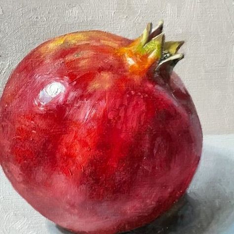 Pomagranet Art Painting, Pomegranate Painting Acrylics, Pomegranate Oil Painting, Pomegranate Art Design, Pomegranate Paintings, Painting On Wooden Board, Pomegranate Painting, Fruit Paintings, Watermelon Painting