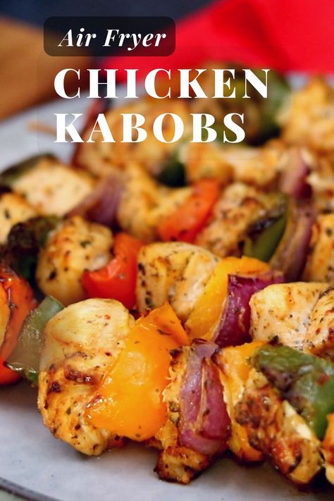 Air Fryer Chicken Kabobs Insanely Easy and Delicious Air Fryer Chicken Kabobs, Chicken Kabob Recipes, Grilled Chicken Kabobs, Air Fryer Oven Recipes, Kabob Recipes, Chicken Kabobs, Air Fryer Dinner Recipes, Air Fryer Healthy, Awesome Recipes